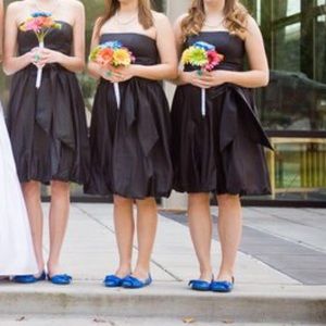 Black strapless formal bridesmaid dress